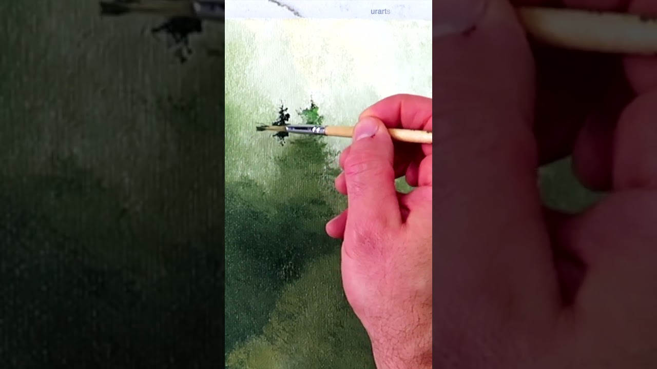 Easy way to paint trees faded into the mist and fog | Acrylics #paintingtutorial #acrylicpainting