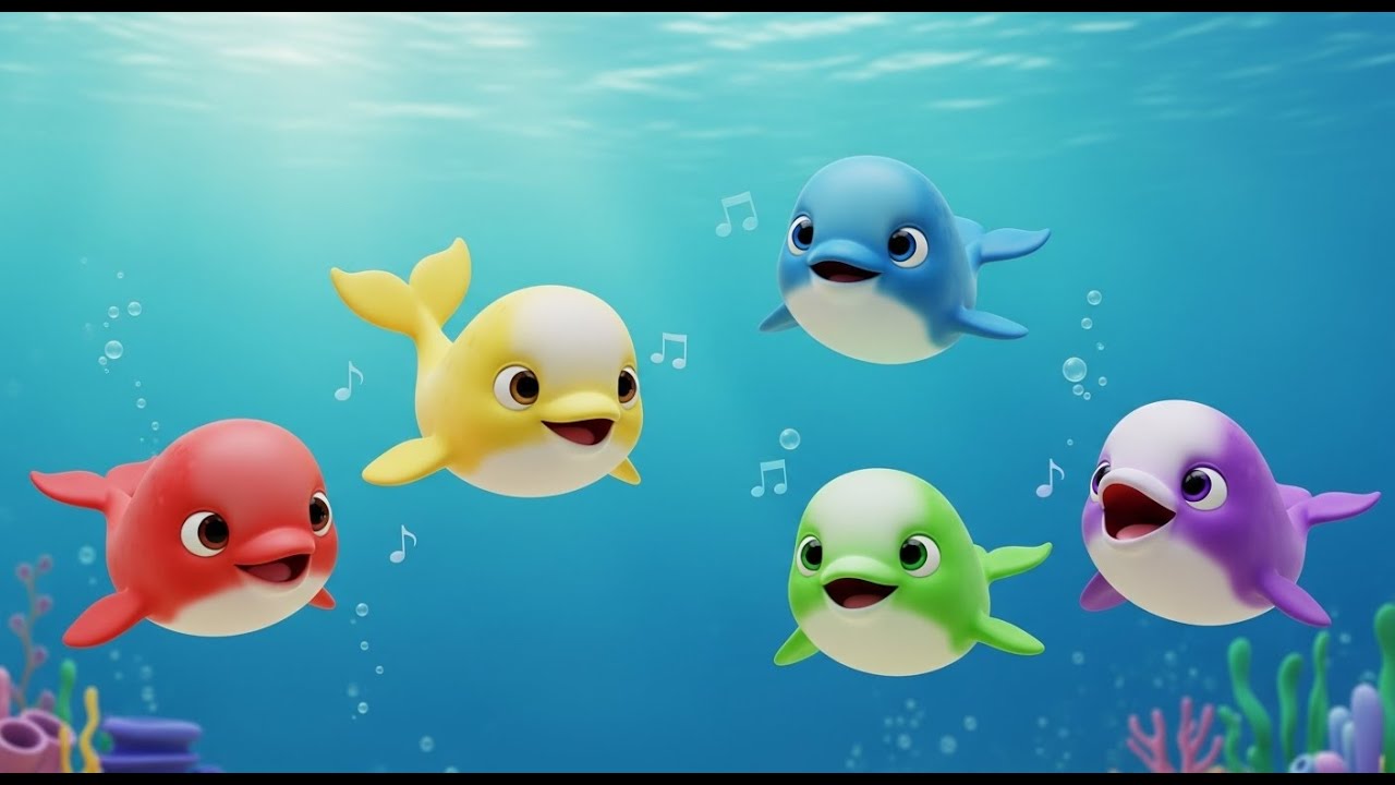 Cinco Pequenas Baleias Beluga Cantam, Cantam | Música do Ártico e Números para Crianças