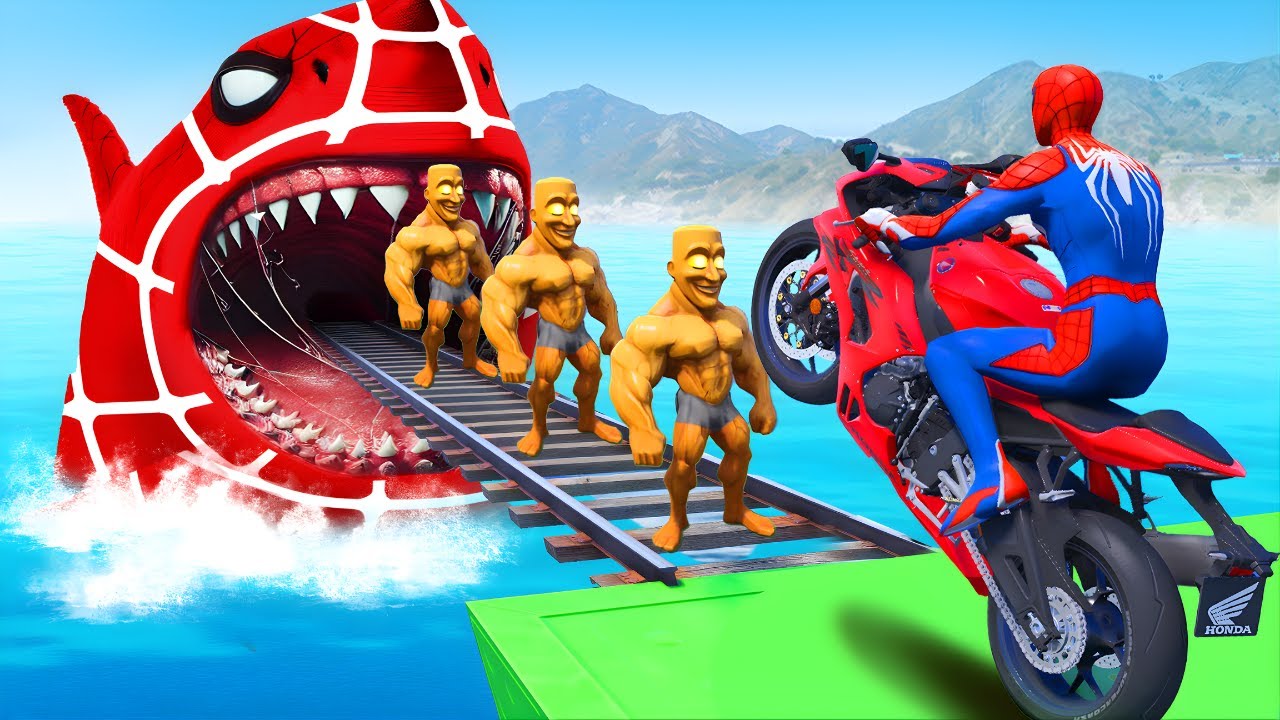 SPIDER-MAN against TUNG TUNG TUNG SAHUR on Motorcycle in RAINBOW SPIDERS BRIDGE | GTA MULTIVERSE