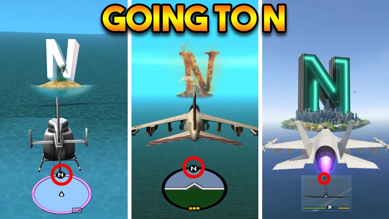 GOING TO N ON MAP IN EVERY GTA GAME !