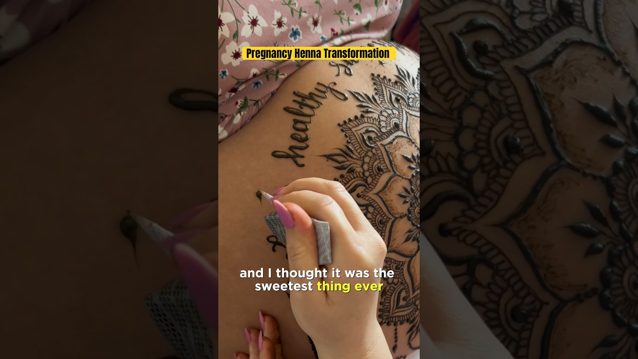 Empowering Pregnancy Henna w/ Positive Affirmations ✨ #henna #mehndi #pregnancy