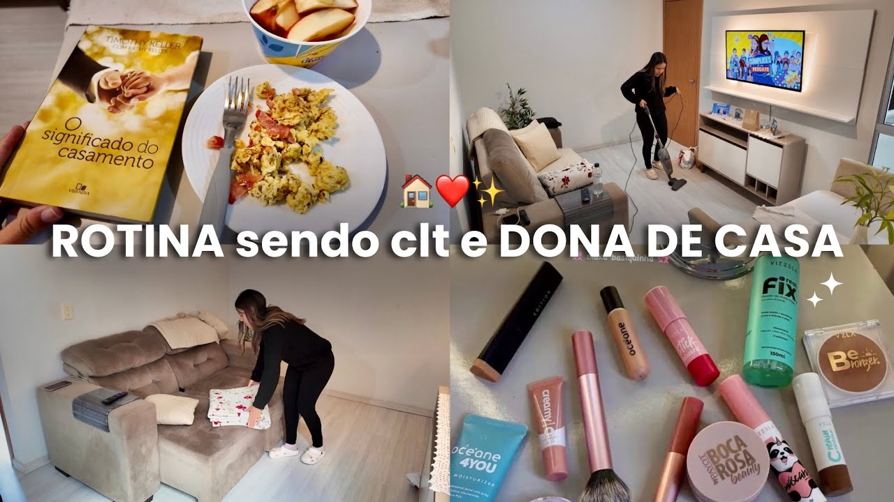 Rotina trabalhando clt, acordei 4h da manhã, necessaire do trabalho, limpeza e organização na casa🏠✨