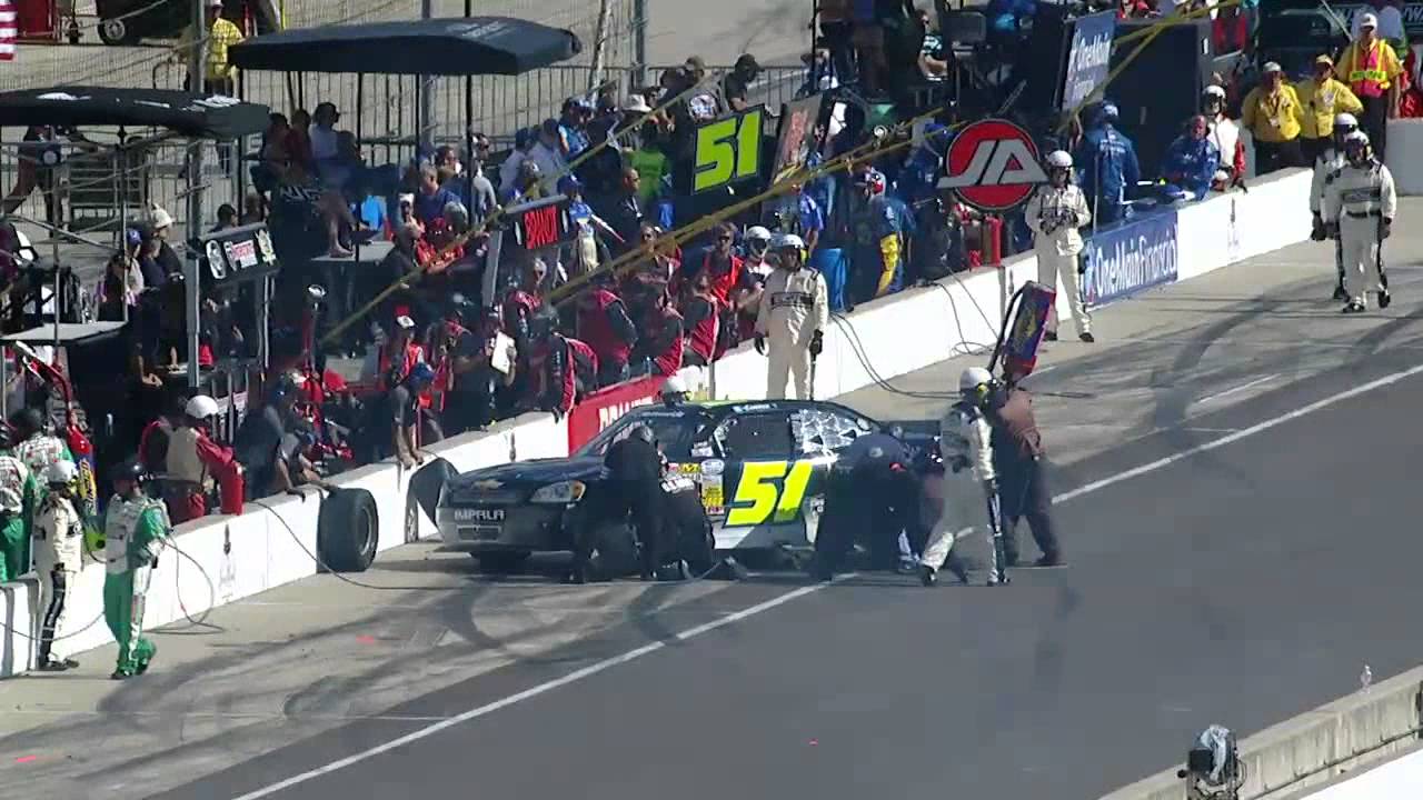 NASCAR Clements spins into pit road | Indiana 250