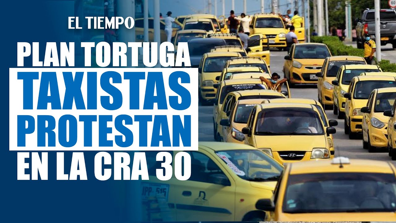 Taxistas avanzan en plan tortuga en la carrera 30 con calle 19 | El Tiempo