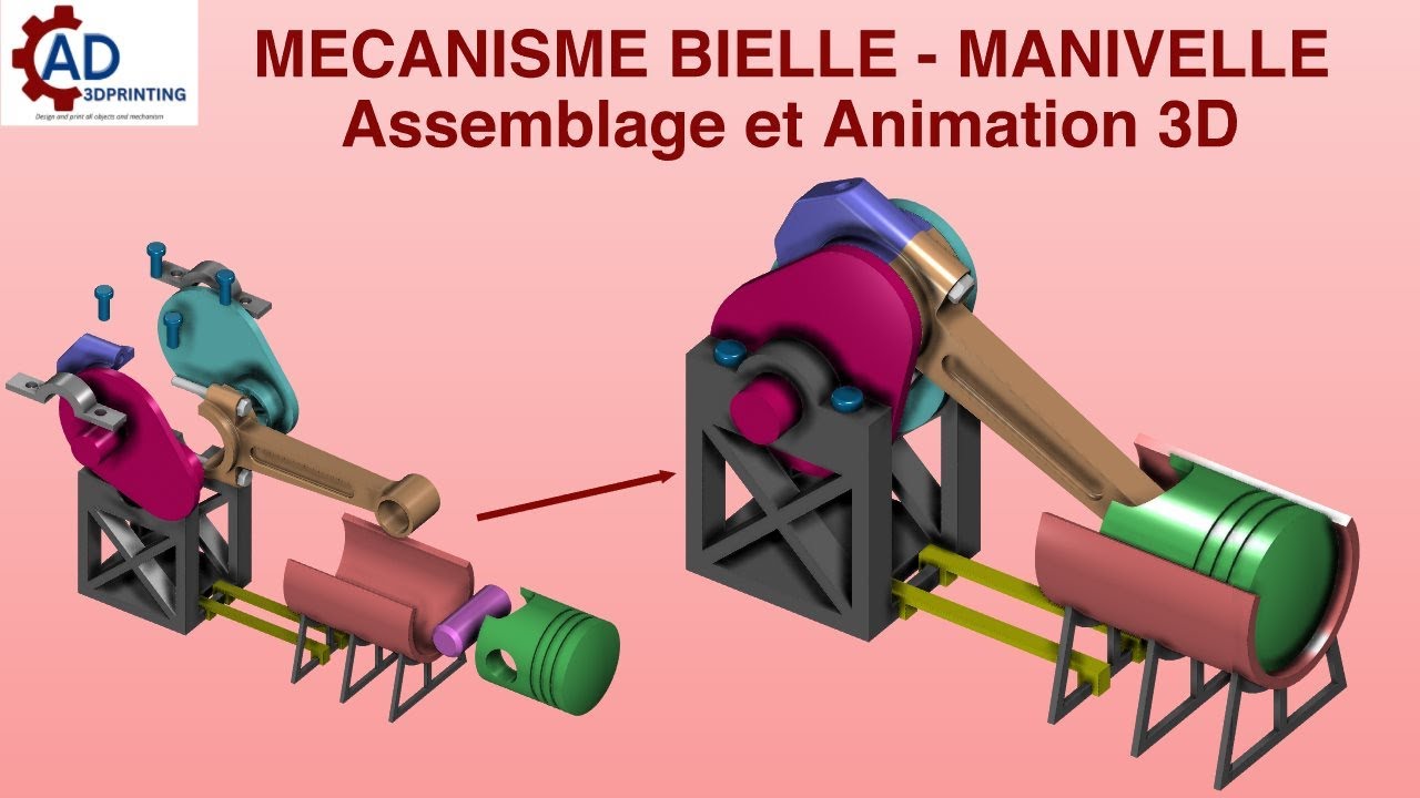 [11/12] – Mécanisme bielle manivelle : Assemblage et animation 3D