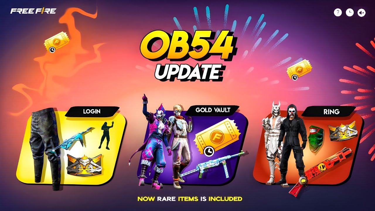 Ob54 Update Free Fire 🤯🥳| gold vault voucher| free fire new event| ff new event| new event free fire
