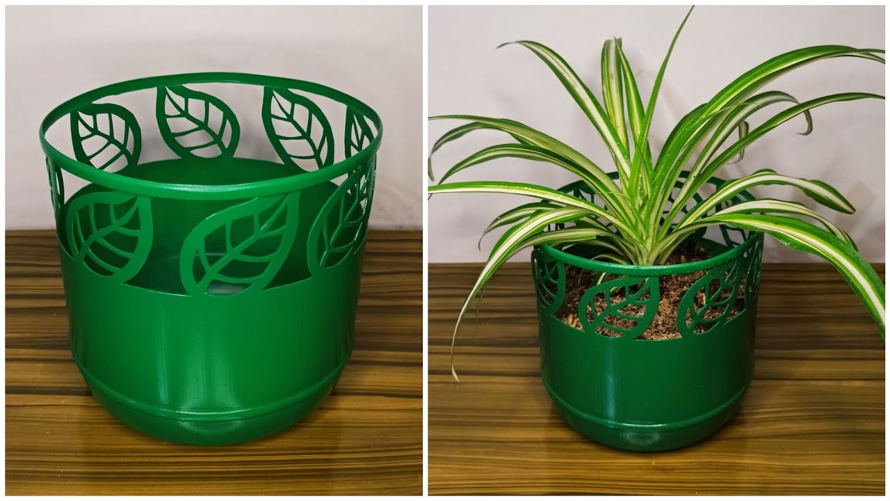 HOW TO MAKE PLANTER WITH LEAVES CUTTING DESIGN