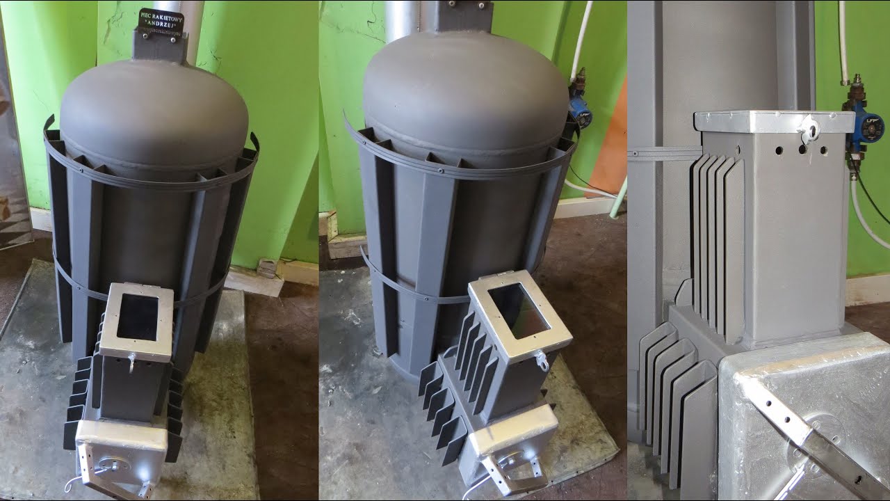 Piec rakietowy ANDRZEJ V2 (1/2) koza holzgas rocket stove heater