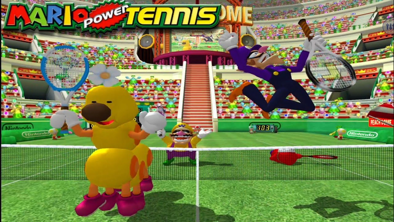 The WIGGLERRRR & Waluigi🎾 - 2 vs 2 - Mario Power Tennis (2 Player)