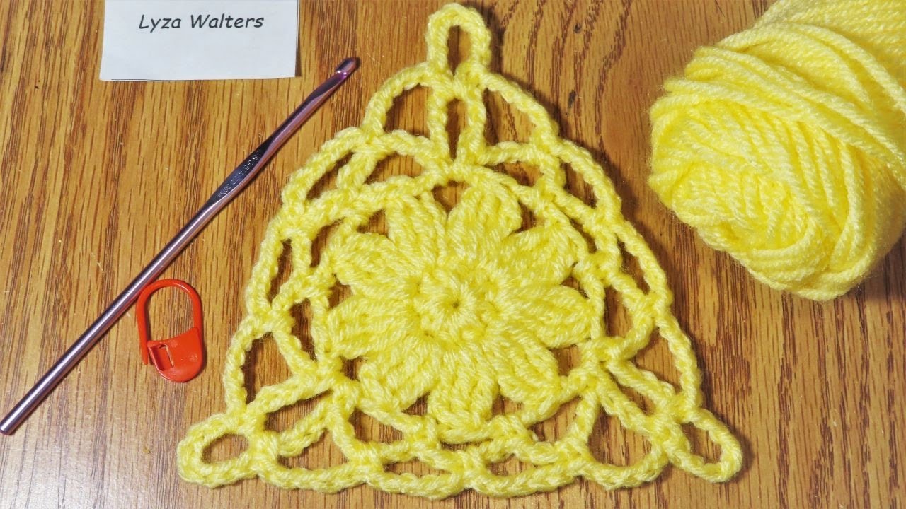 Crochet Flower In The Mesh Triangle Motif Easy