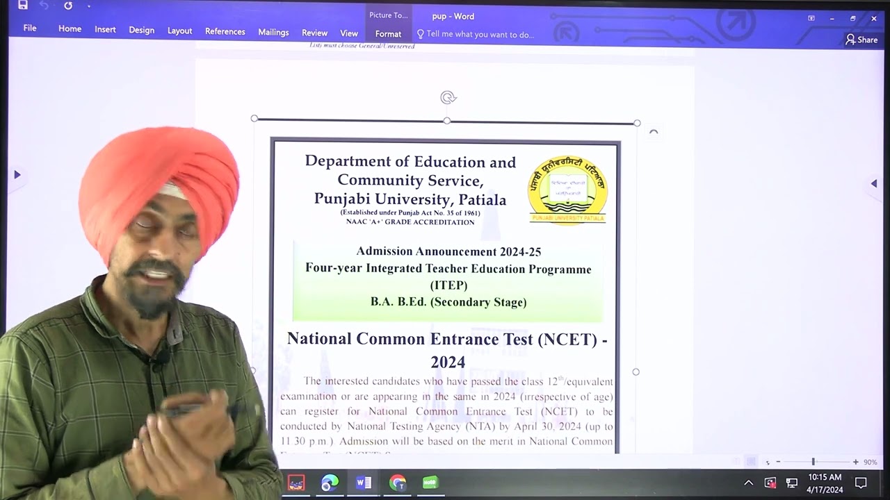 BA  BED ITEP ADMISSION IN PUNJABI UNIVERSITY PATIALA l for 12th pass or appeared students