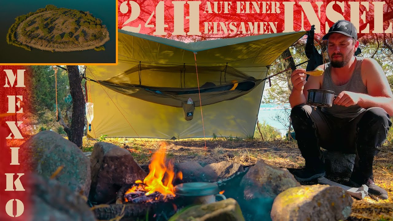 24h BIWAK auf einer EINSAMEN INSEL in MEXIKO | Survival mit Hängematte | S3•E02
