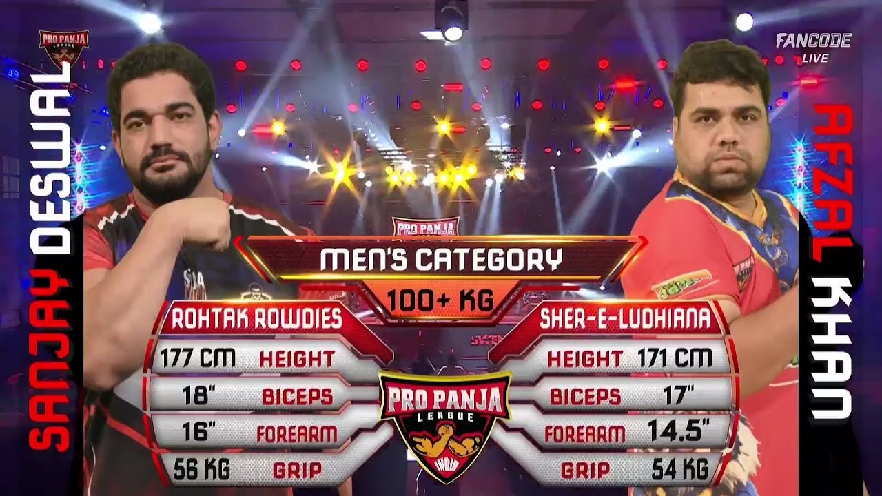 Sanjay Deswal vs Afzal Khan 🔥 armwrestling Pro panja league season 2
