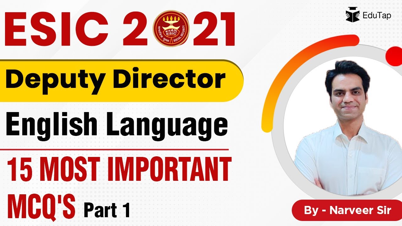 15 Most Important MCQs of English Language for ESIC Deputy Director Part-1|ESIC Deputy Director 2021