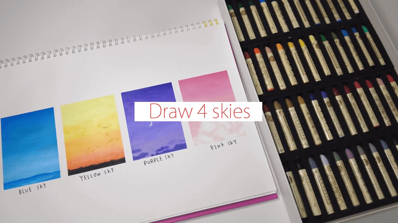 Drawing 4 Skies with Oil Pastels/オイルパステルで4つの空を描く