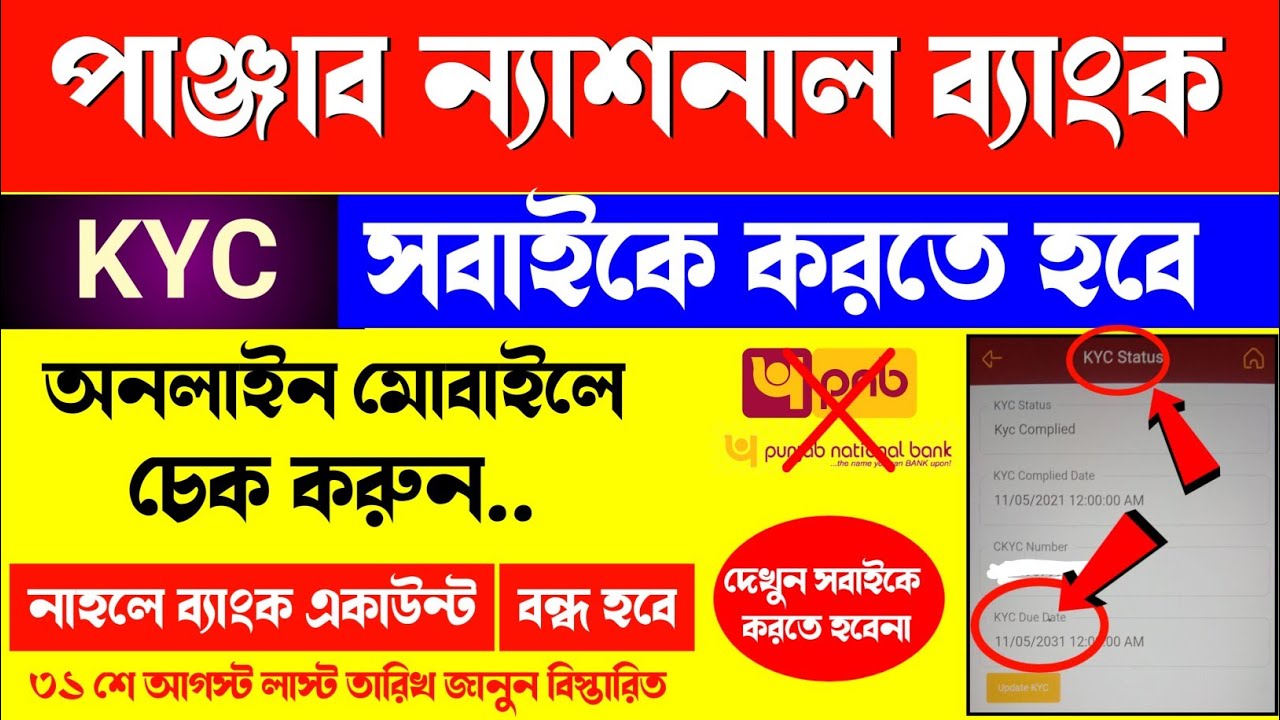 Big update pnb kyc news last date 31st august || punjab national bank online kyc & status check 2023
