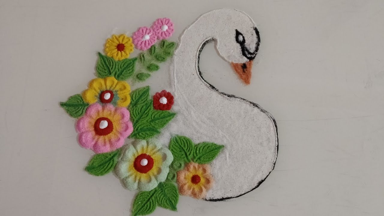 @sarojnishad810 💞 Stylish Basant panchami rangoli.🌺 Easy festival rangoli design.🌿 Colours rangoli.
