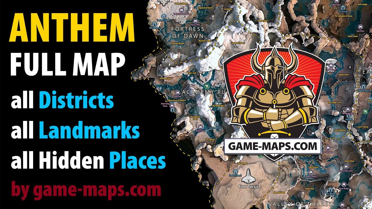 Full Anthem Map with all Districts, all Landmarks, all Hidden Places, Challenge Guide