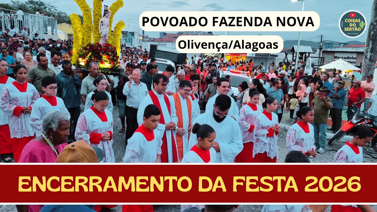 Encerramento dos festejos em Fazenda Nova com muita gente (20/01/2026 || Missa e Procissão. 