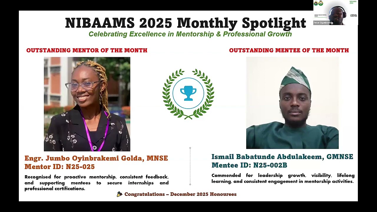 NIBAAMS Mentor & Mentee of the Month Recognition | December 2025 | NSE Ikeja Branch