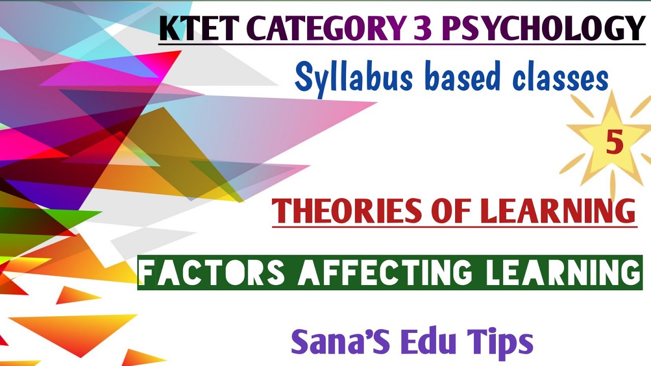 #KTET CATEGORY 3 PSYCHOLOGY#Syllabus based classes#Factors Affecting Learning#Sana'S Edu Tips
