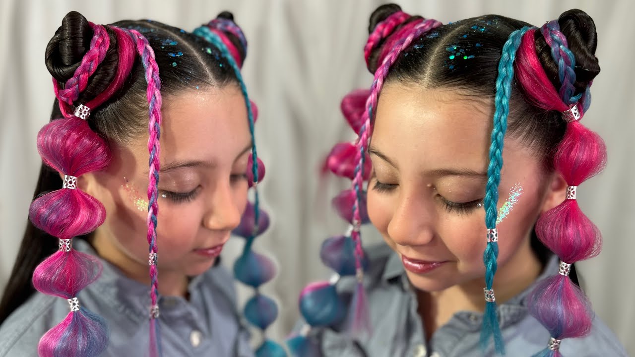 Peinado para niñas con extensiones de Kanekalon 💕💙 