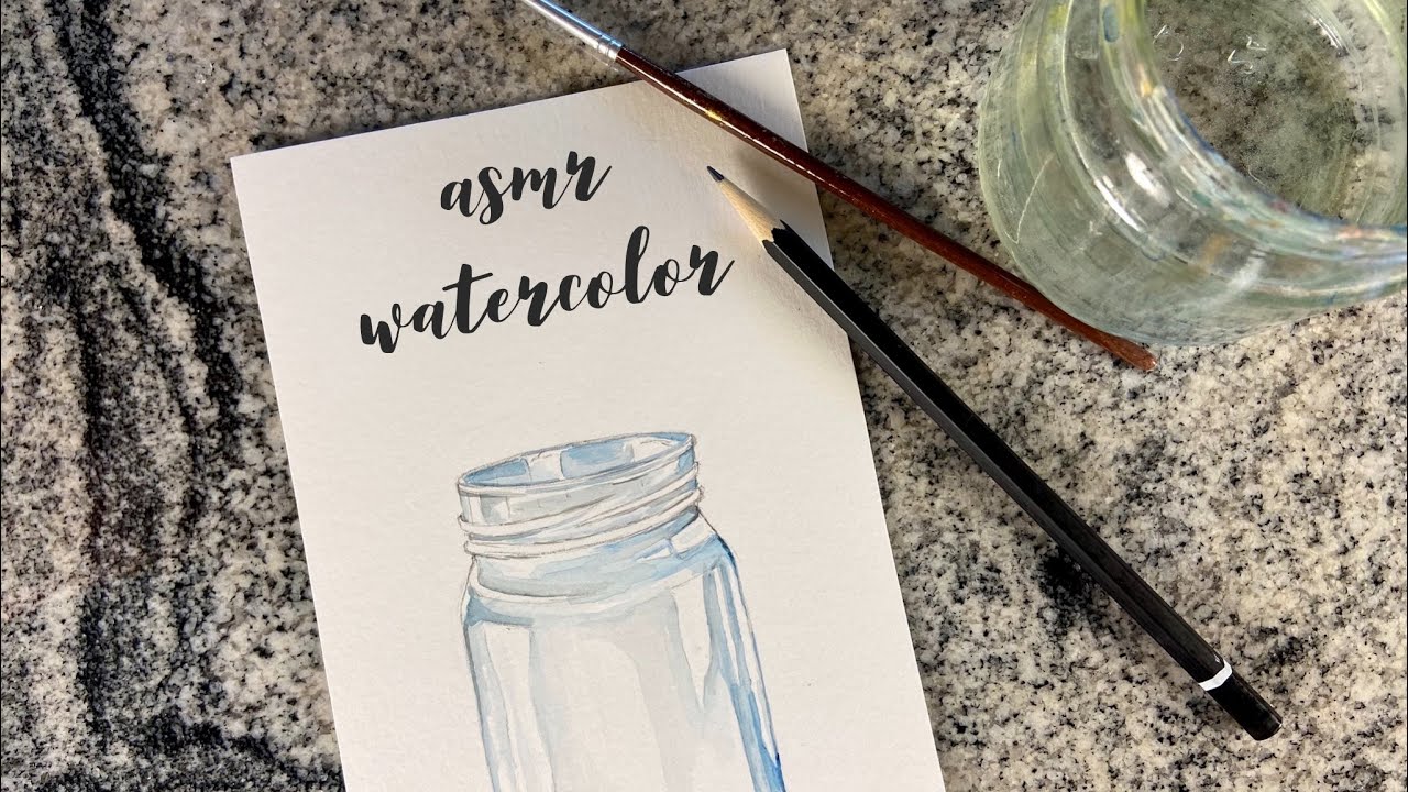 ASMR Glass Jar Watercolor Painting + Rain