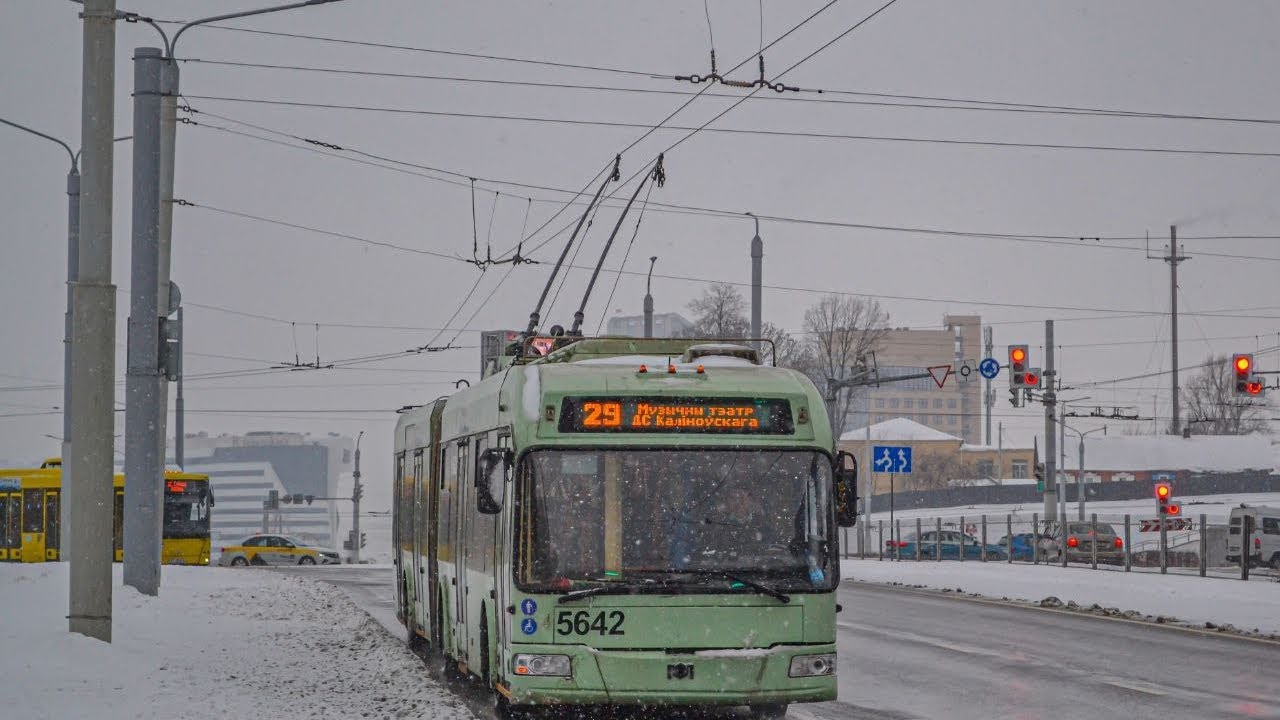 Минск.Поездка в троллейбусе БКМ-333,борт.5642,марш.29(02.01.2026)
