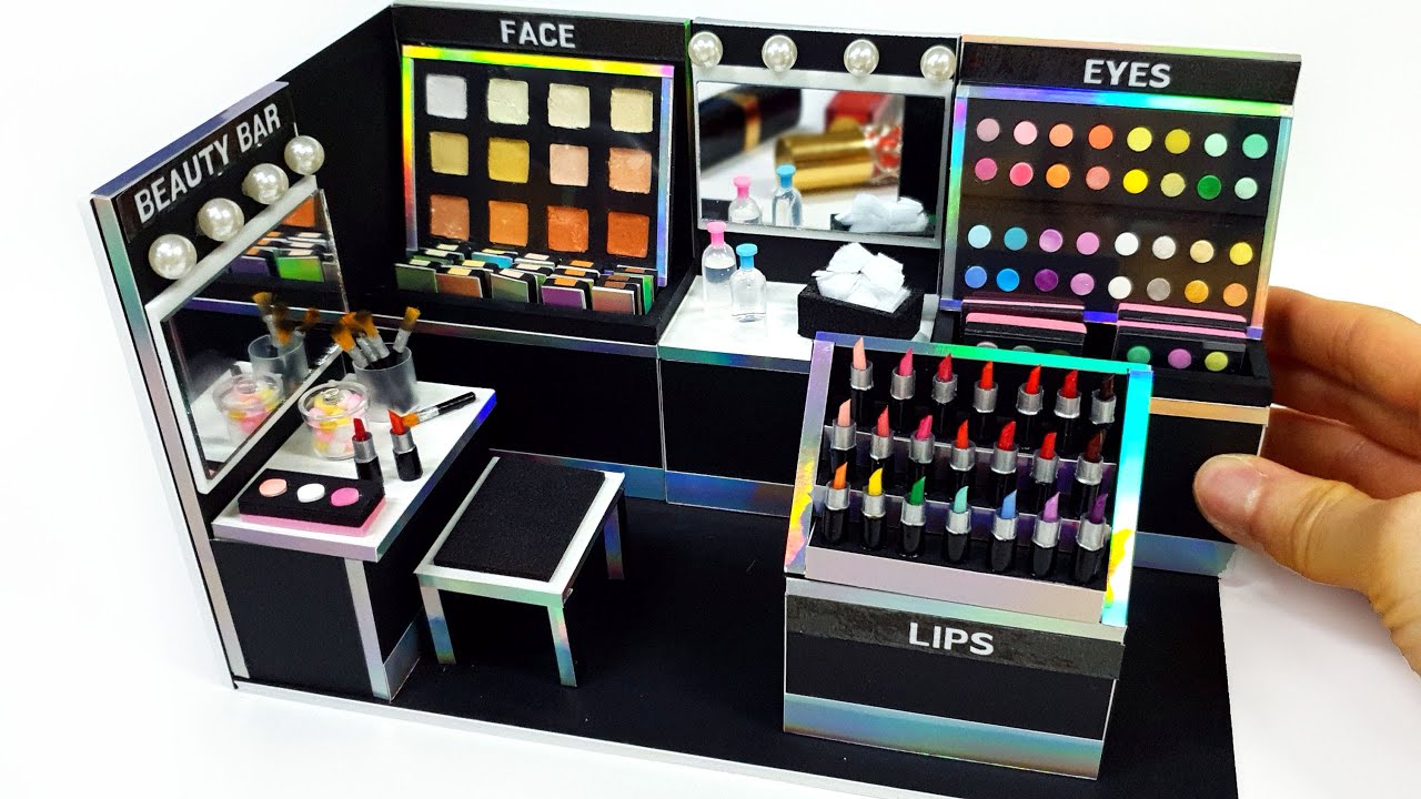DIY Miniature Real Shop - Cosmetics shop ! Shadow , Lipstick ~