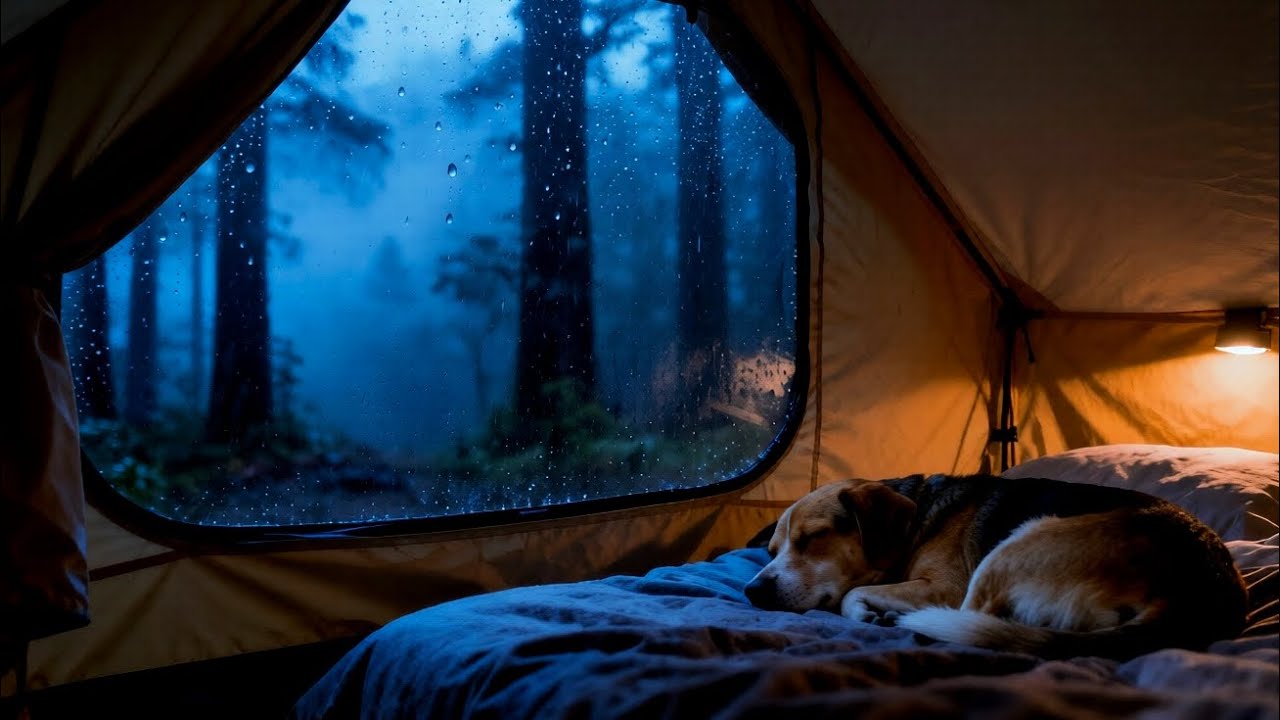 ASMR Camping in Heavy Rain 🌧️ 1 Hour Relaxing Rain Sounds