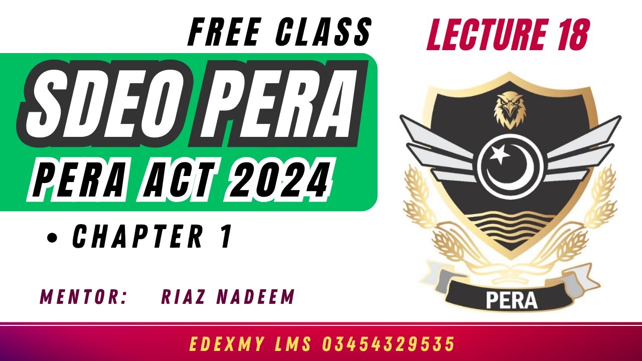 PERA Act 2024 | Lecture 1 | SDEO PERA Test | Sir Riaz Nadeem