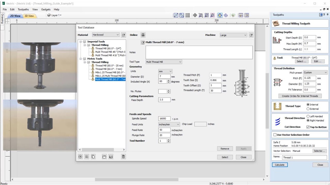 Vectric V10.5 Tutorials | Thread Milling Toolpath Guide 2D Toolpaths