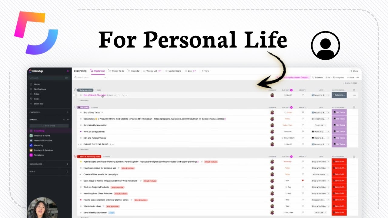 How to Use ClickUp for Personal Life (Quick Life Organizer)