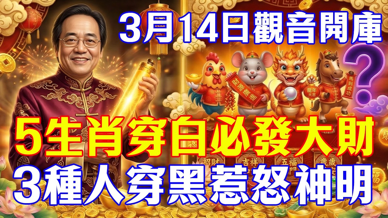 倪海廈：3月14日觀音開庫！5生肖穿「珍珠白」向天借財，3種人忌穿「暗黑色」惹怒神明，錯過等一年#倪海廈#觀音開庫#中醫養生#經方#開運#橫財#風水#易經#生肖運勢#避邪#財運#2026運勢#穿衣風水