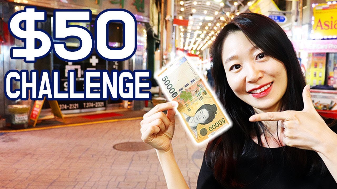 KOREAN Street Food $50 Challenge in Night Market Osan Traditional Market