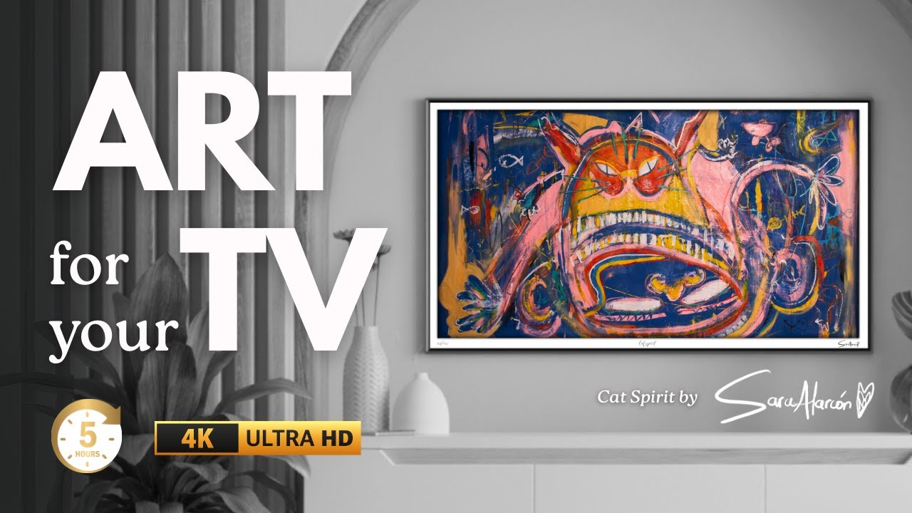 Arte Vibrante en 4K para TV: Cat Spirit | 5 Horas de Fondo Artístico por Sara Alarcón