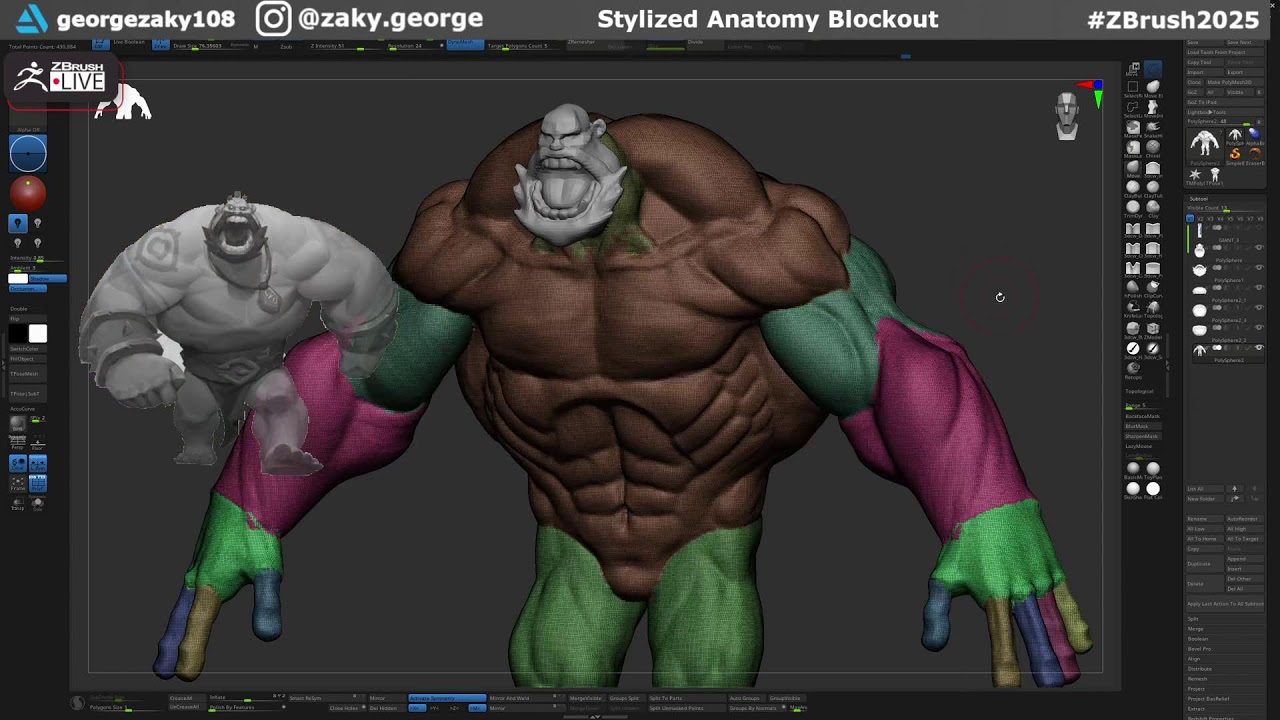 Stylized Anatomy Blockouts with George Zaky - Zbrush 2025: Day 29