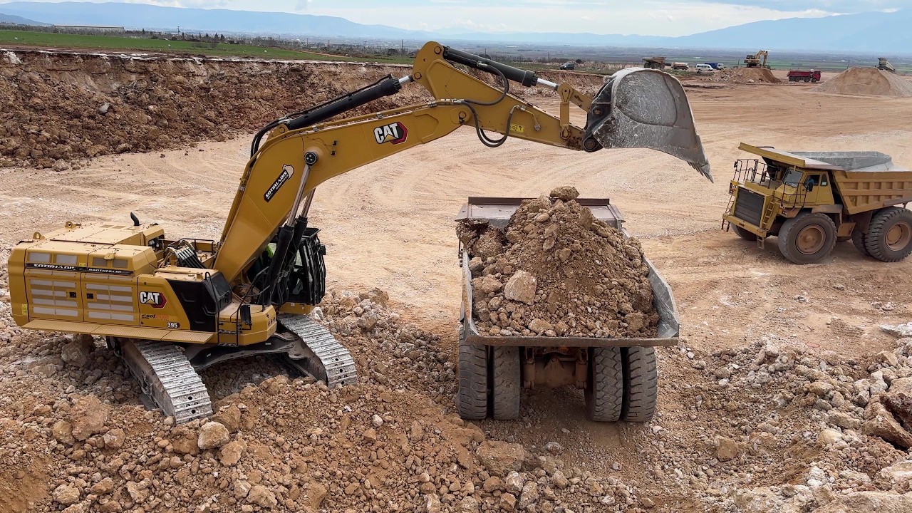 Brand New Cat 395 Excavator Loading Cat 777 Dumpers | Massive  Earthworks in 4K - Sotiriadis Constr.