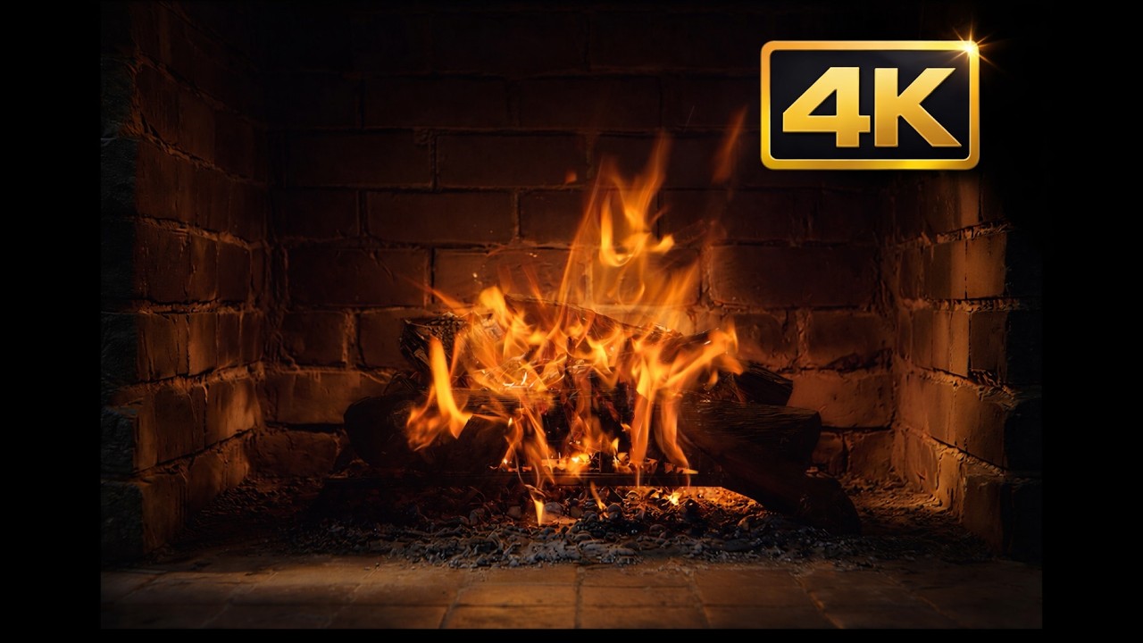 Ultra Realistic Fireplace 4K 🔥 Deep Relaxation, Stress Relief & Cozy Night Ambience