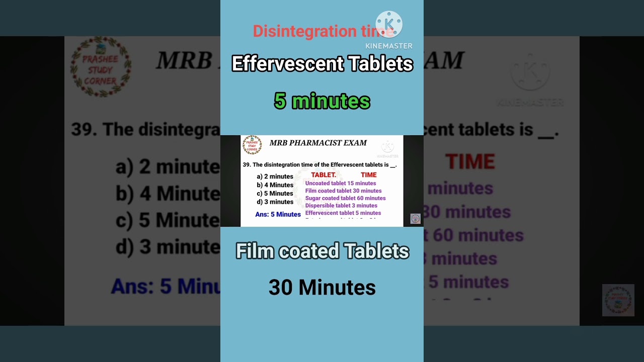 MRB PHARMACIST EXAM 2025 RRB PHARMACIST EXAM RRB CHENNAI Pharmaceutics effervescent tablets