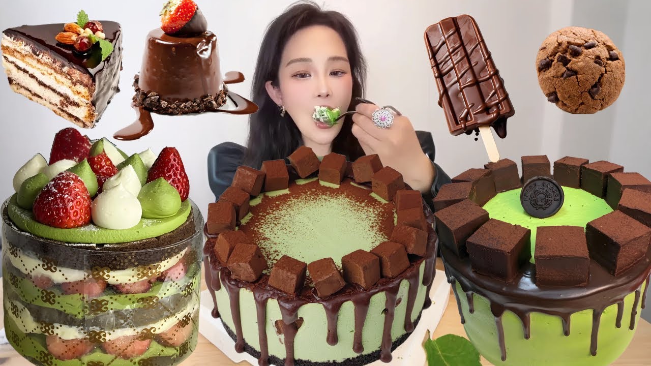 Asmr🍰Eating Matcha Tiger Skin Cake🍰 (Soft And Waxy Sound) 크림丨먹방丨Mukbang丨Satisfying丨Eatings