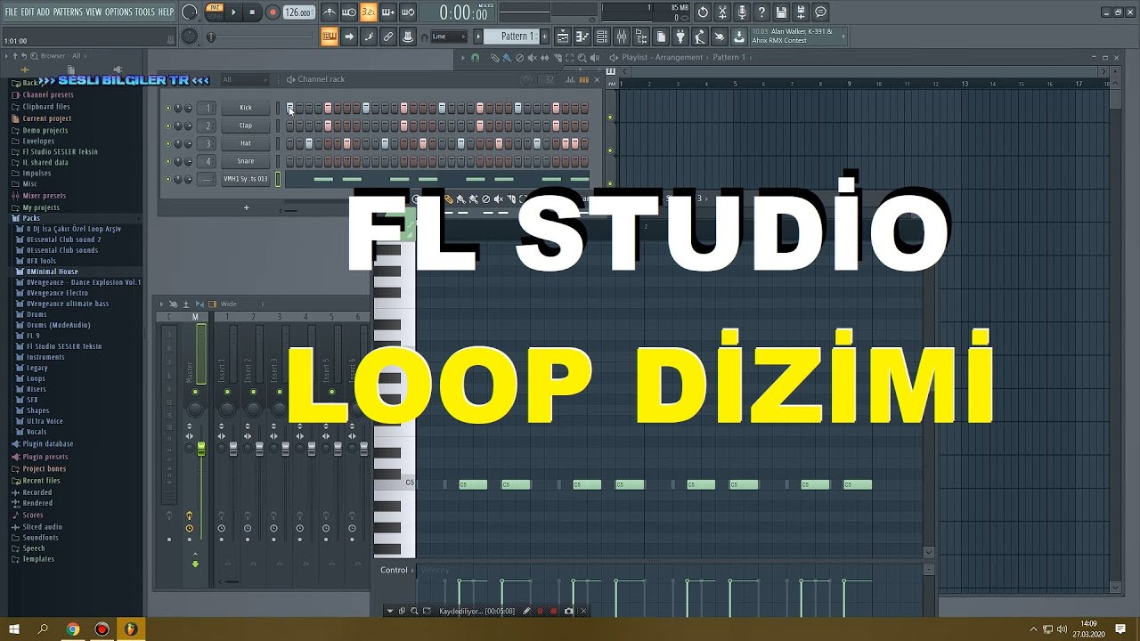 FL Studio 20 - Loop Yapımı ve Vuruşların Ses Seviye / Effekt Ayarları / Yeni Başlayanlar için