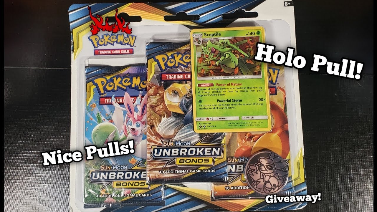 Pokemon Sceptile 3 Pack Opening! (Unbroken Bonds Packs!)