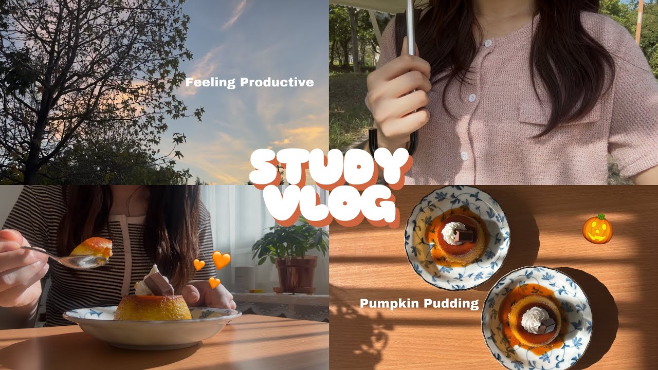 朝から勉強する看護学生VLOG ⵂ 月とプリンで秋満喫🎃🌕