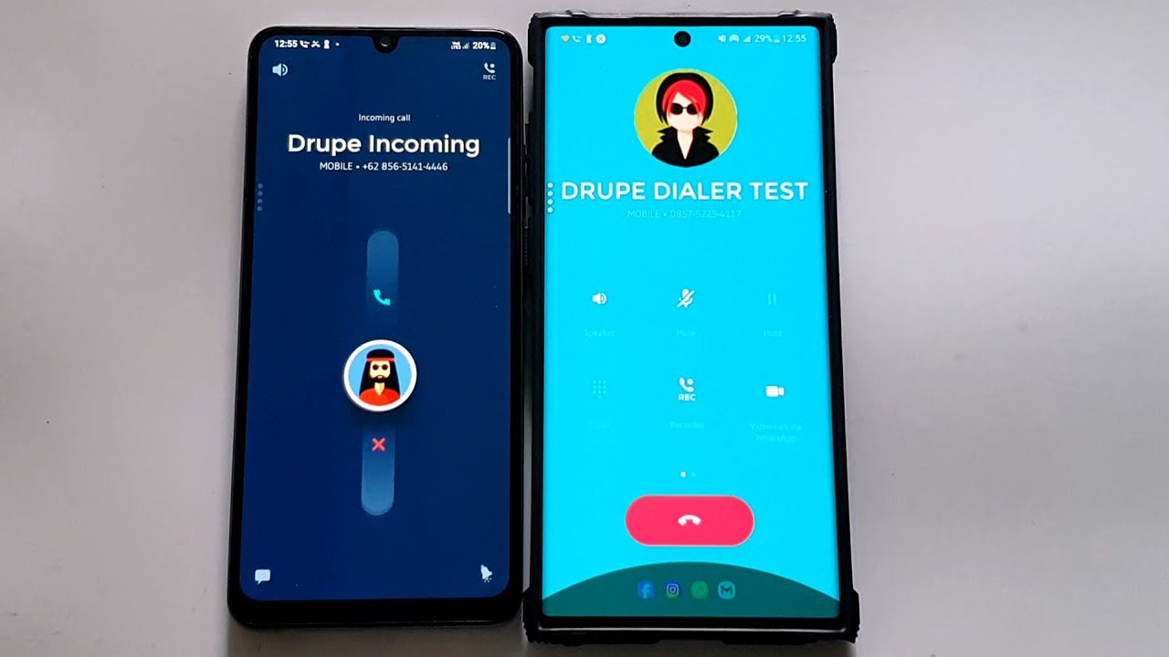 Drupe dialer incomingcall,outgoingcall test at same time