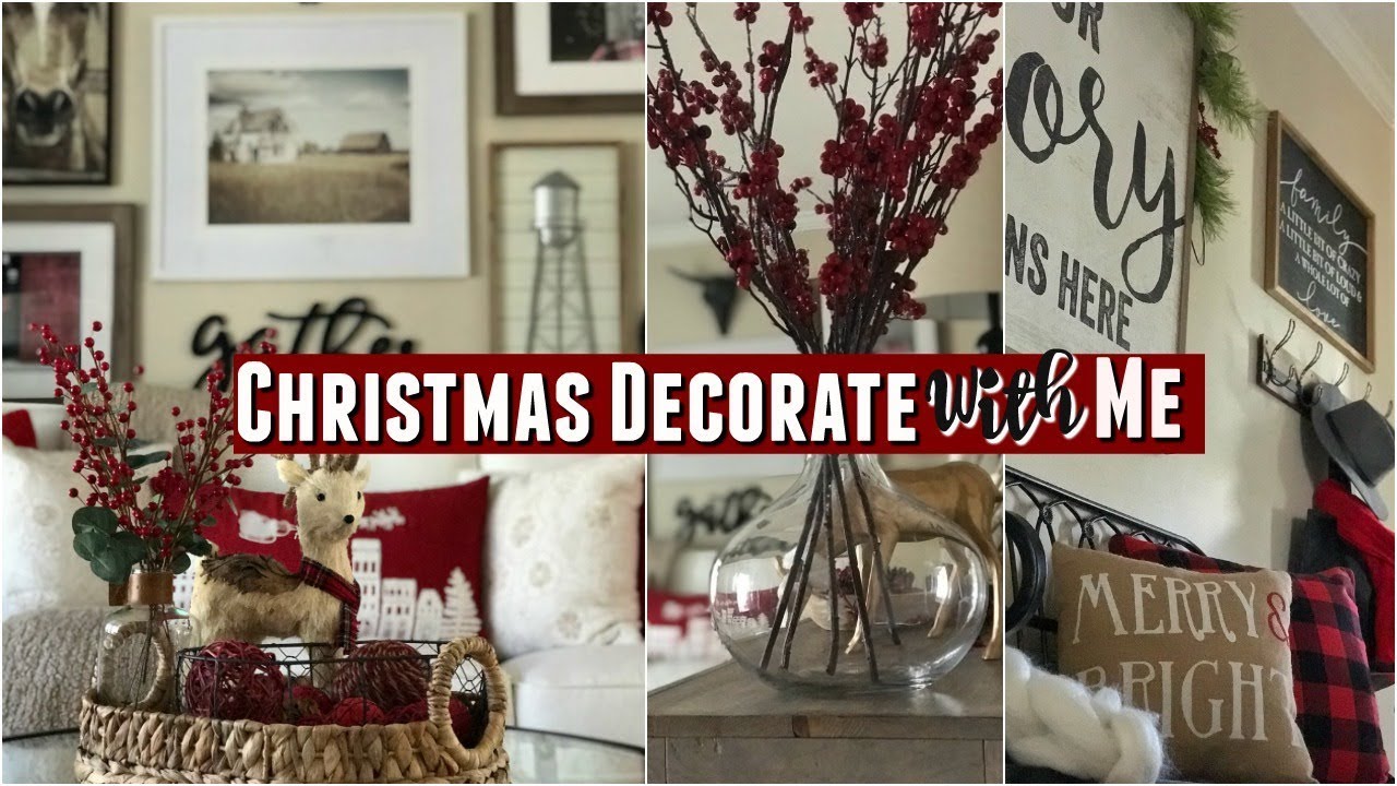 Christmas Decorate With Me & Tour | Living Room & Entryway | Modern Farmhouse Christmas Decor