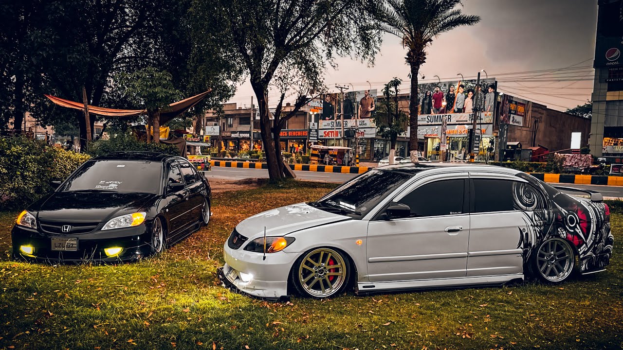 Air Suspension dono par lag gai😍 || Fully Modified Civic Cf Black & White Duo 🤍🖤💯