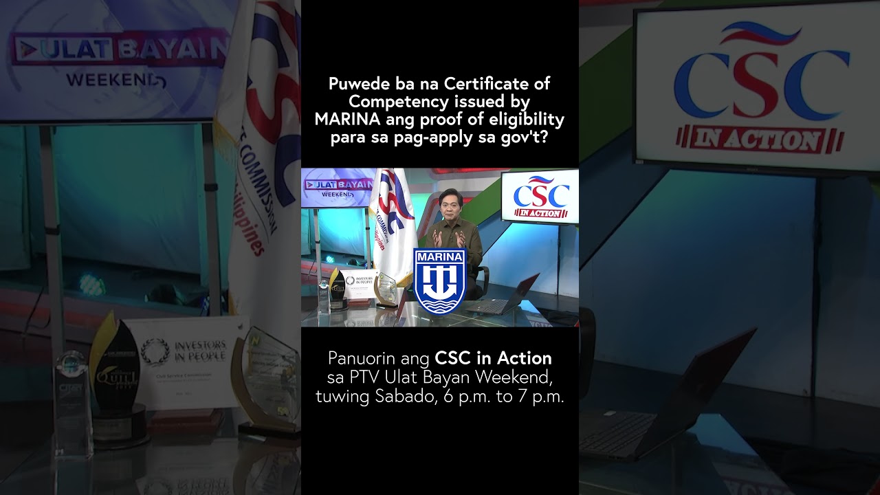 Pwede bang Cert. of Competency issued by MARINA ang proof of eligibility para sa pag-apply sa govt?