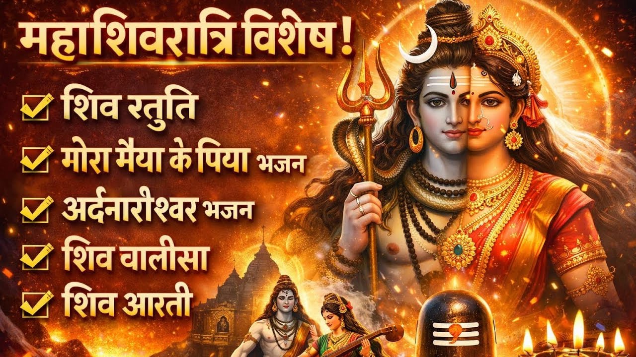 महाशिवरात्रि विशेष  | शिव स्तुति, गौरा मैया के पिया भजन, अर्धनारीश्वर भजन, शिव चालीसा व शिव आरती ||