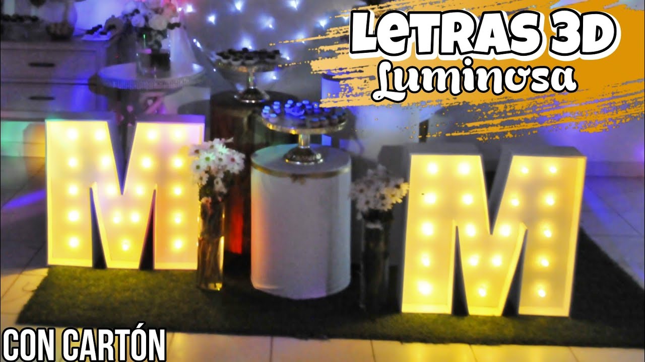 Como hacer Letra 3D con Luces de Cartón - Letras gigantes para decorar DIY | Marialis